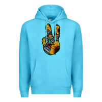 Ocean Blue Aztec Sunflower Peace Sign Premium Hoodie - Jasminsmagicworld