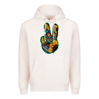 Pale Pink Aztec Sunflower Peace Sign Premium Hoodie - Jasminsmagicworld