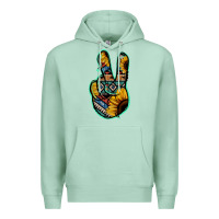 Seafoam Aztec Sunflower Peace Sign Premium Hoodie - Jasminsmagicworld
