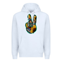 White Aztec Sunflower Peace Sign Premium Hoodie - Jasminsmagicworld