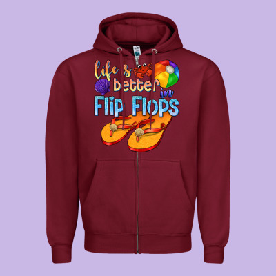 Life Is Better In Flip Flops Zipper Hoodie Designed By Texasbilliewilder