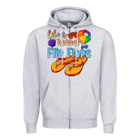 Heather Grey life is better in flip flops Zipper Hoodie - texasbilliewilder