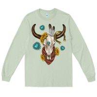 Matcha western cow skull Long Sleeve Tee - texasbilliewilder