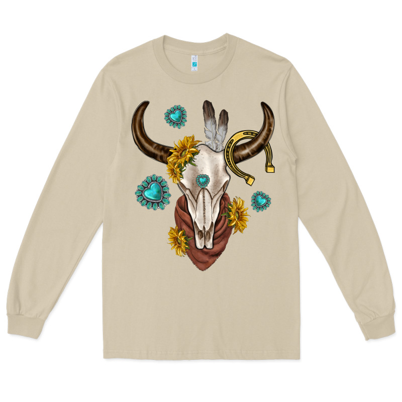 Western Cow Skull Long Sleeve Tee by texasbilliewilder | Teevron
