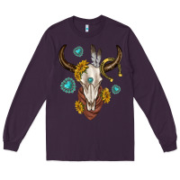 Plum western cow skull Long Sleeve Tee - texasbilliewilder
