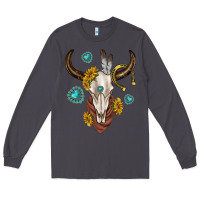 Smoke western cow skull Long Sleeve Tee - texasbilliewilder
