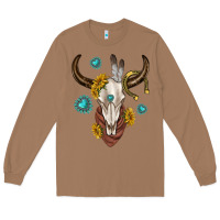 Toasted Coconut western cow skull Long Sleeve Tee - texasbilliewilder