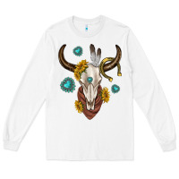 White western cow skull Long Sleeve Tee - texasbilliewilder