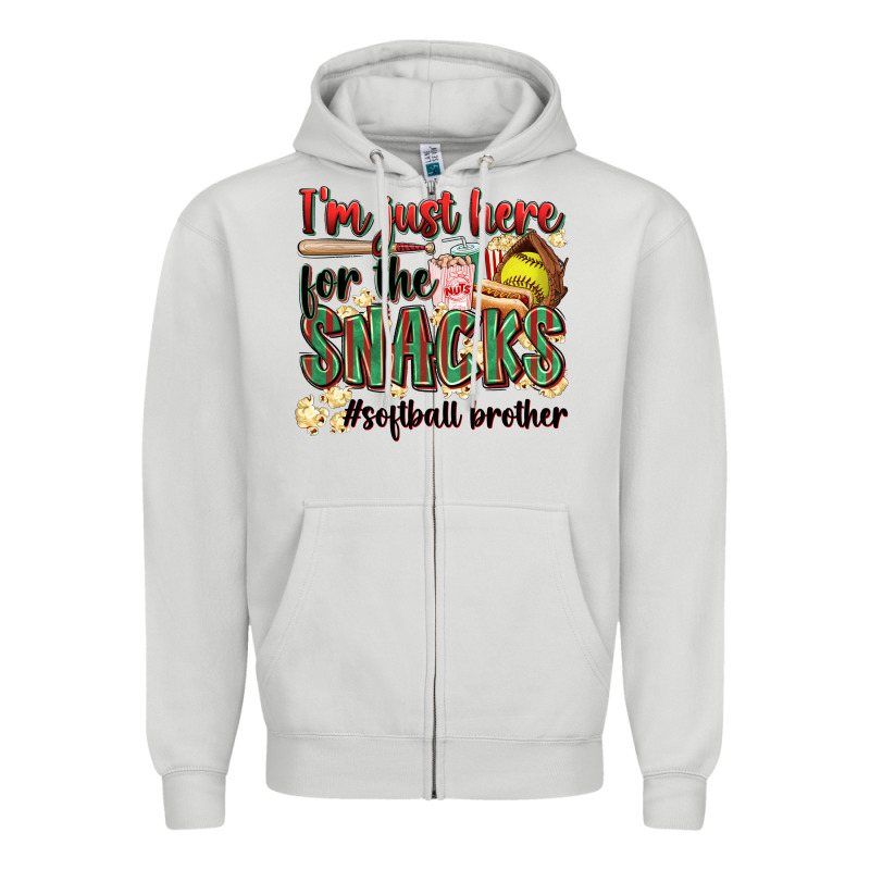 I'm Just Here For The Snacks #softball Brother Zipper Hoodie by Zillion Design Studio | Teevron