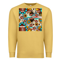 Antique Gold football cowhide sunflower seamless pattern Premium Sweatshirt - JahusDesignShop