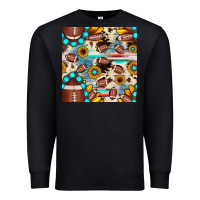 Black football cowhide sunflower seamless pattern Premium Sweatshirt - JahusDesignShop