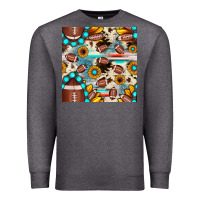 Charcoal Heather football cowhide sunflower seamless pattern Premium Sweatshirt - JahusDesignShop