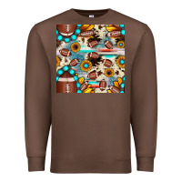Chestnut football cowhide sunflower seamless pattern Premium Sweatshirt - JahusDesignShop