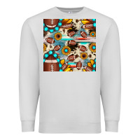 Dove Grey football cowhide sunflower seamless pattern Premium Sweatshirt - JahusDesignShop