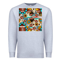 Heather Grey football cowhide sunflower seamless pattern Premium Sweatshirt - JahusDesignShop