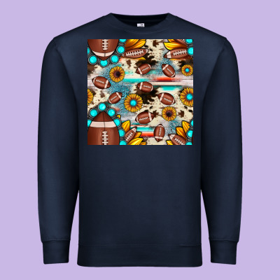 Football Cowhide Sunflower Seamless Pattern Premium Sweatshirt Designed By Jahusdesignshop