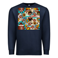 Navy football cowhide sunflower seamless pattern Premium Sweatshirt - JahusDesignShop