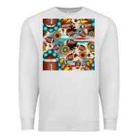 Oatmeal Heather football cowhide sunflower seamless pattern Premium Sweatshirt - JahusDesignShop