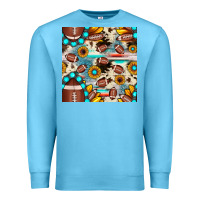 Ocean Blue football cowhide sunflower seamless pattern Premium Sweatshirt - JahusDesignShop