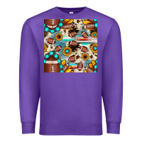 Purple football cowhide sunflower seamless pattern Premium Sweatshirt - JahusDesignShop