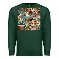 Sports Green football cowhide sunflower seamless pattern Premium Sweatshirt - JahusDesignShop