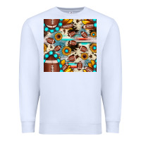 White football cowhide sunflower seamless pattern Premium Sweatshirt - JahusDesignShop