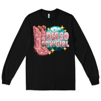Black western disco cowgirl Long Sleeve Tee - texasbilliewilder