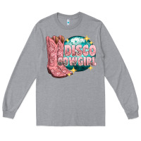Heather Grey western disco cowgirl Long Sleeve Tee - texasbilliewilder