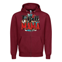 Burgundy t ball mama Zipper Hoodie - Zillion Design Studio