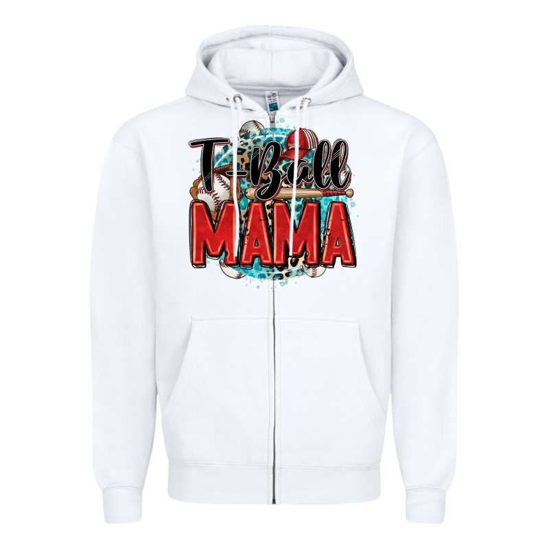 T Ball Mama Zipper Hoodie by Zillion Design Studio | Teevron