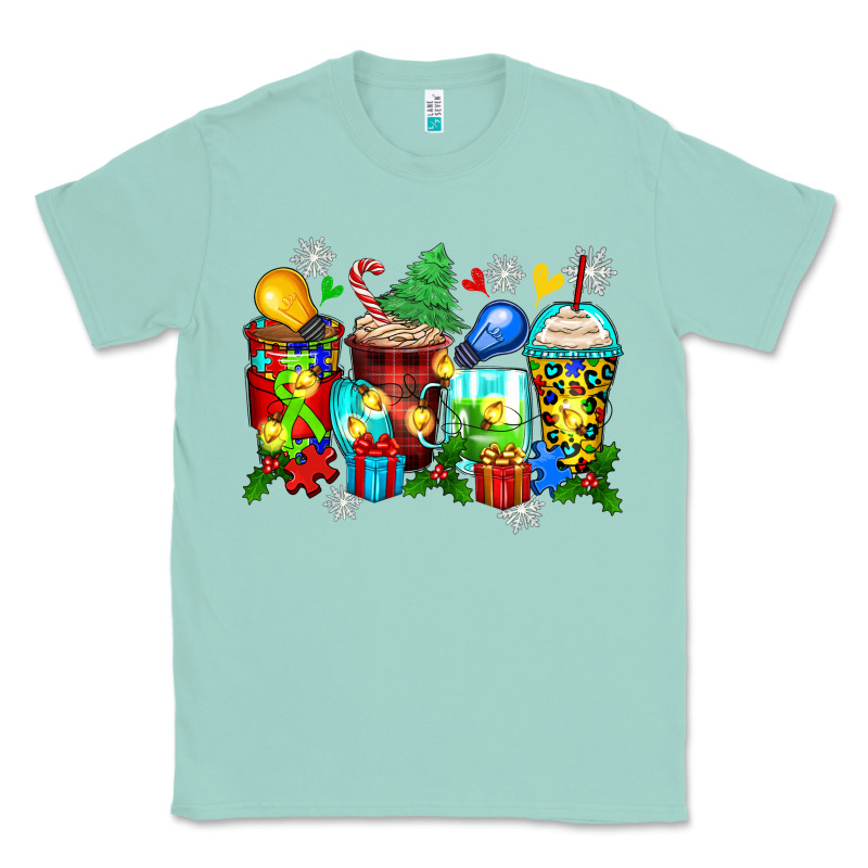 Autism Christmas Coffee Cups Classic Tee by Zillion Design Studio | Teevron