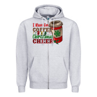 Heather Grey i run on coffee and christmas cheer Zipper Hoodie - RanaPortraitStore