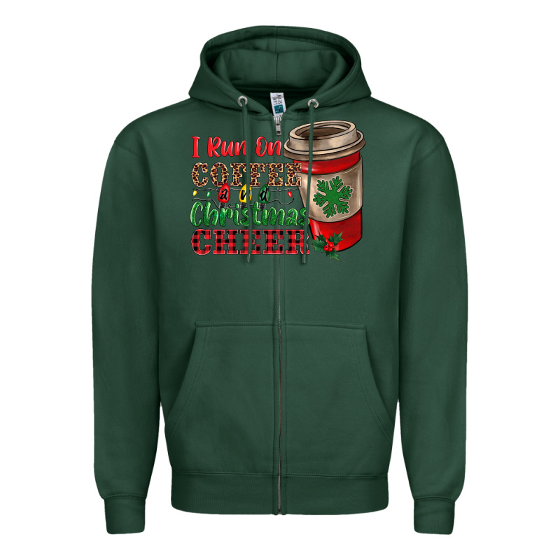 I Run On Coffee And Christmas Cheer Zipper Hoodie by RanaPortraitStore | Teevron