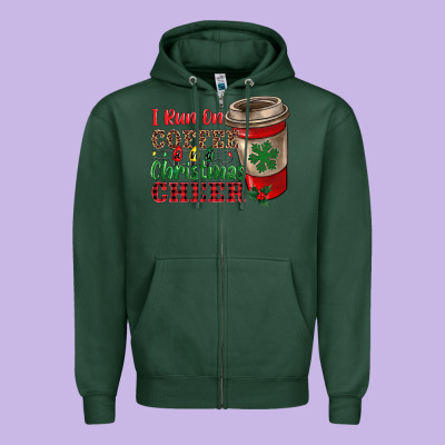 I Run On Coffee And Christmas Cheer Zipper Hoodie Designed By Ranaportraitstore
