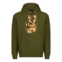 Army Green Floral Gold Peace Sign Premium Hoodie - Jasminsmagicworld