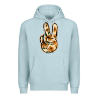 Blue Mist Floral Gold Peace Sign Premium Hoodie - Jasminsmagicworld