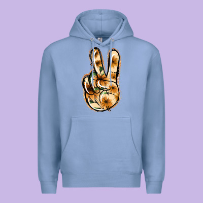 Floral Gold Peace Sign Premium Hoodie Designed By Jasminsmagicworld
