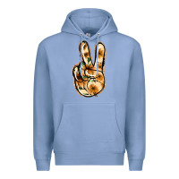 Colony Blue Floral Gold Peace Sign Premium Hoodie - Jasminsmagicworld