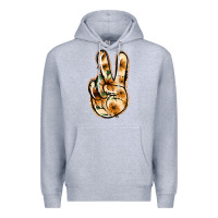 Heather Grey Floral Gold Peace Sign Premium Hoodie - Jasminsmagicworld
