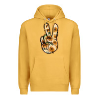 Mustard Floral Gold Peace Sign Premium Hoodie - Jasminsmagicworld