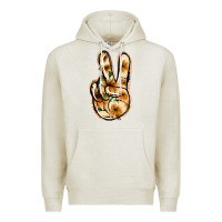 Oatmeal Heather Floral Gold Peace Sign Premium Hoodie - Jasminsmagicworld