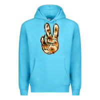 Ocean Blue Floral Gold Peace Sign Premium Hoodie - Jasminsmagicworld