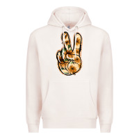 Pale Pink Floral Gold Peace Sign Premium Hoodie - Jasminsmagicworld