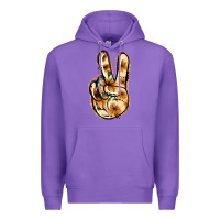 Purple Floral Gold Peace Sign Premium Hoodie - Jasminsmagicworld
