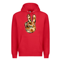 Red Floral Gold Peace Sign Premium Hoodie - Jasminsmagicworld