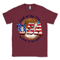 Burgundy land of the free usa because of the brave billie w Classic Tee - texasbilliewilder
