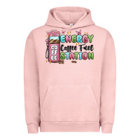 Pigment Salmon energy coffee fuel station Urban Hoodie - MaliasSmallBusiness
