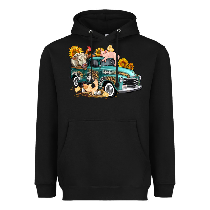 Western Farm Truck Coop Animals Farm Animals Heavyweight Hoodie by FaDigitalArtStudio | Teevron