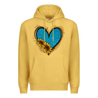 Antique Gold Gold Glitter Sunflower Blue Heart Premium Hoodie - Jasminsmagicworld