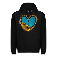 Black Gold Glitter Sunflower Blue Heart Premium Hoodie - Jasminsmagicworld